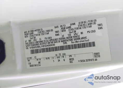 2014 Ford E-350 Super Duty Xlt from USA, damaged, VIN 1FBSS3BLXEDA00930